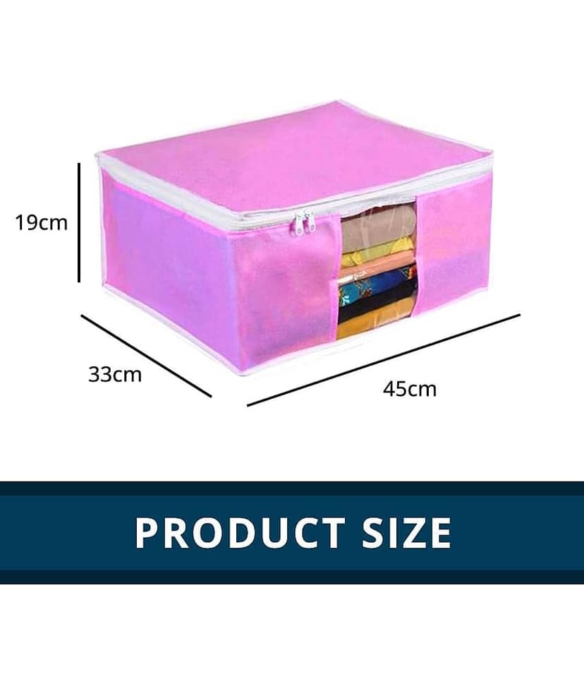 Non-Woven Saree Cover / Cloth Storage & Organizer with Transparent Window,Pink (2U) view 2