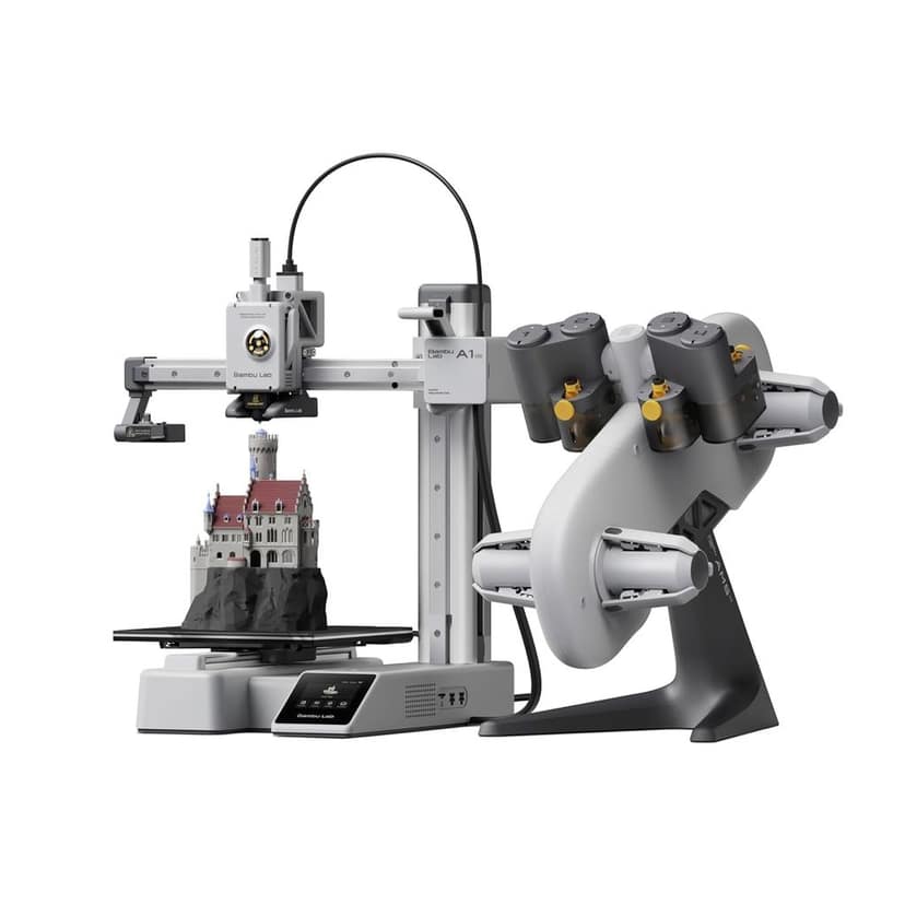WOL3D Bambu Lab A1 Mini Combo 3D Printer with AMS Lite Up to 500mm/s Print Speed, 180×180×180mm Build Volume, Multi-Color Printing, High Precision, Full-Auto Calibration, Quiet & Fast FDM Printing