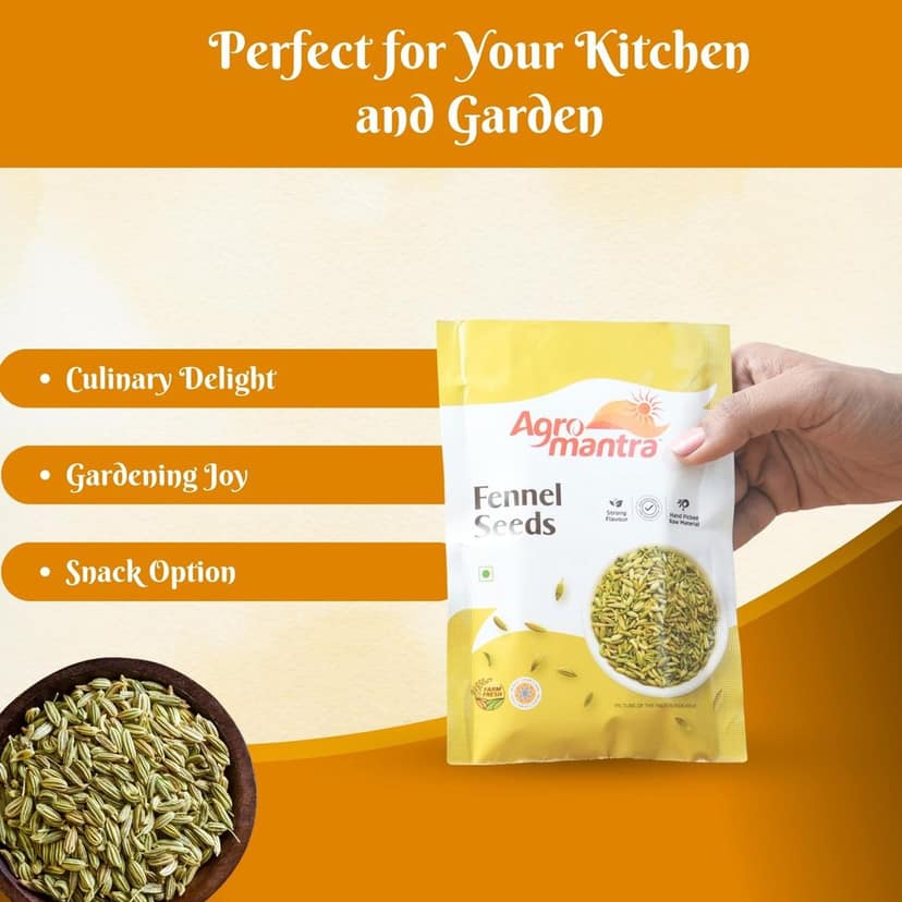Agro Mantra Fennel Seeds 100g | Aromatic & Flavorful | Hand-Picked Raw Materials | Sourced from Gujarat | Ideal for Curries, Pickles, Desserts & Planting | Versatile Indian Spice (pack of 3) view 6