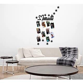Khush Its Amazing Wood Moments With Heart Hanging Photo Display, DIY Picture Photo Frame Collage Set Includes Multi colour Clips (Moments With 10 Star)