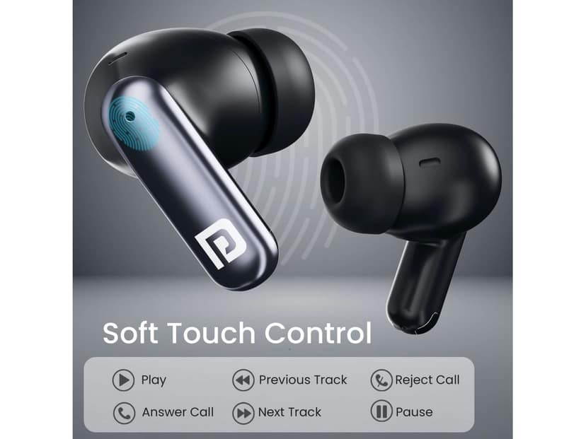 Portronics Twins One Plus Upto 30 Hour Playtime, Game & Music Mode, Bluetooth Version 6, Type C Fast Charging - Black view 2