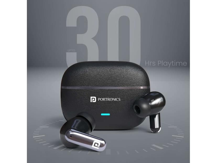 Portronics Twins One Plus Upto 30 Hour Playtime, Game & Music Mode, Bluetooth Version 6, Type C Fast Charging - Black view 4
