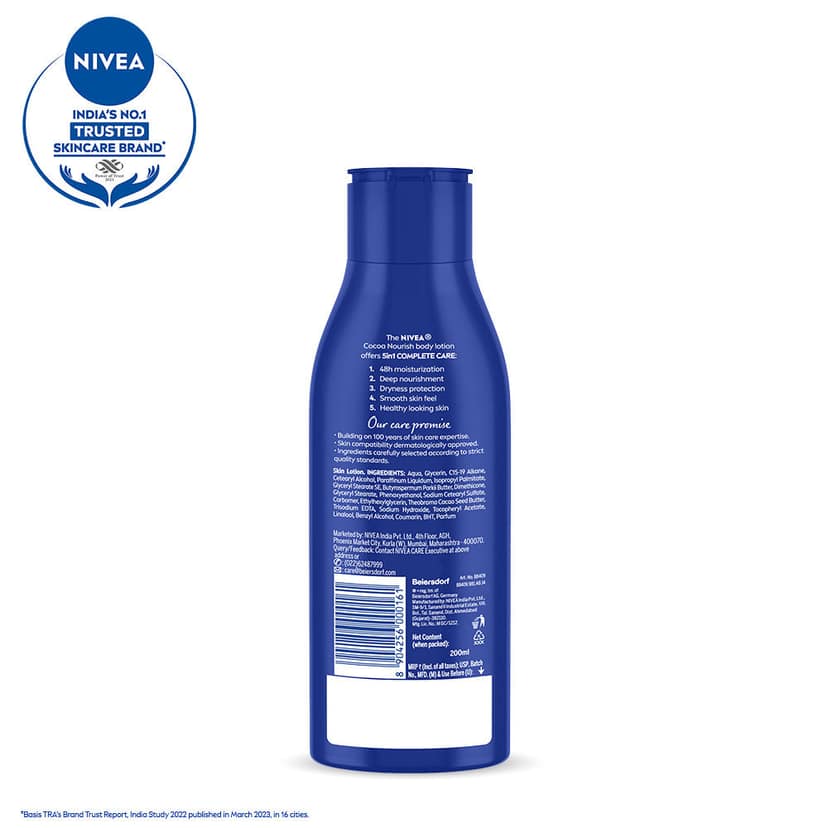 NIVEA Cocoa Nourish Body Lotion|Deep Moisture Serum|Non Greasy|Moisturiser For Very Dry Skin view 2