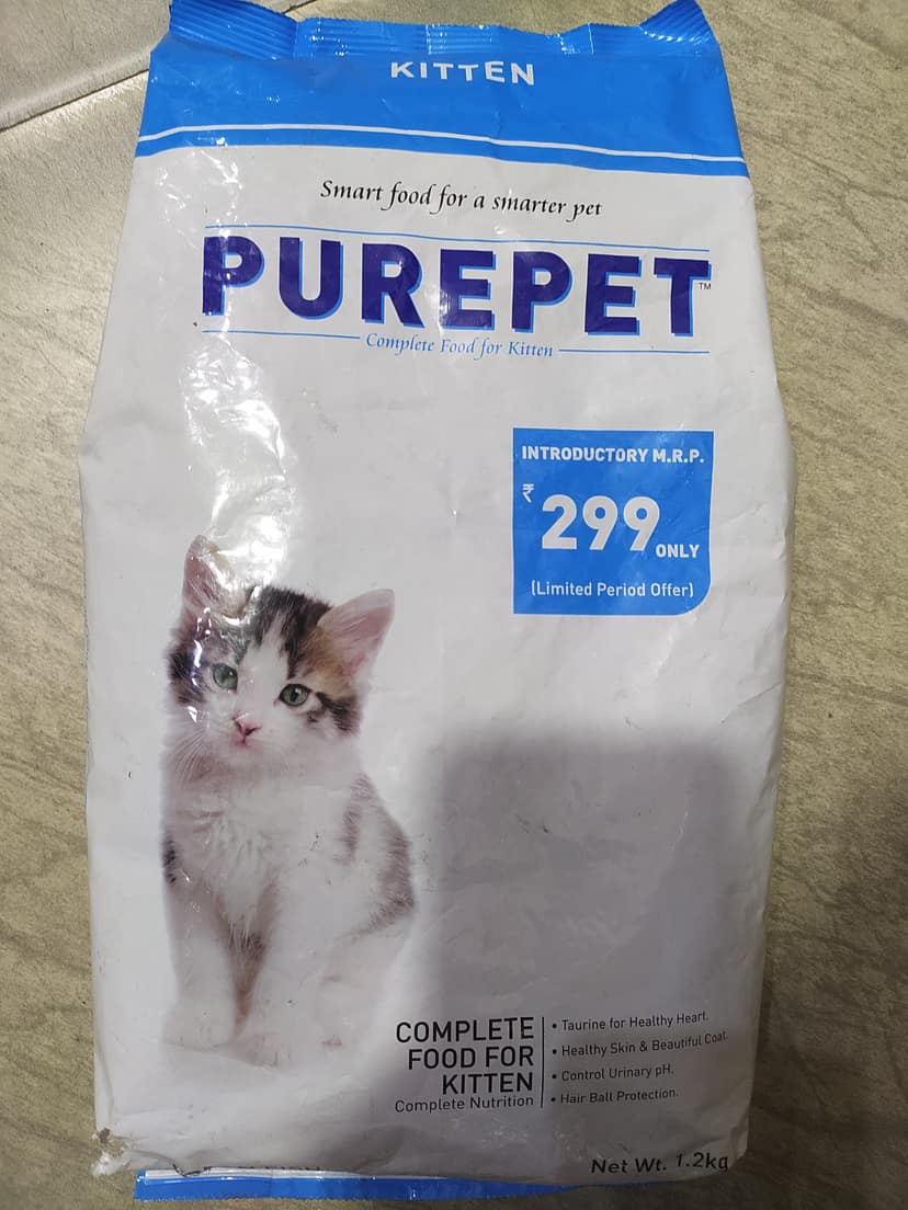 Kitten Smart food for a smarter pet Purepet Complete food for kitten Introductory m.r.p.