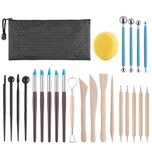 Luney Clay Tools Kit,25 Pcs Polymer Clay Tools,Ceramics Clay Sculpting Tools Kits,Air Dry Clay Tool Set For Adults,Kids,Pottery Craft,Baking,Carving,Drawing,Dotting,Molding,Modeling,Shaping,Black view 2