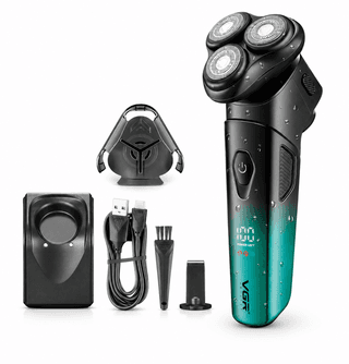 VGR V-391 Professional Rotary Shaver For Men with Triple Floating Heads, Green/Black