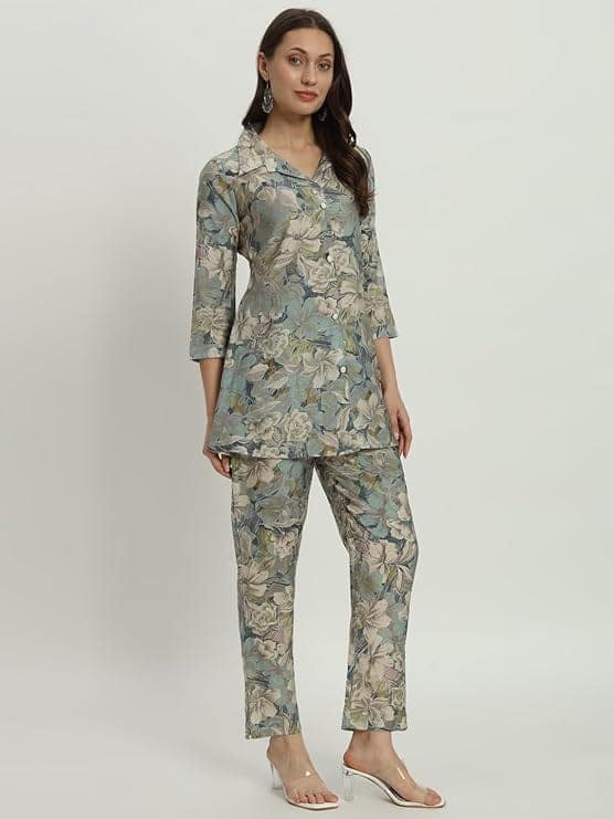 Gulmira Floral Printed Tunic & Palazzo Ethnic Co-Ords view 4