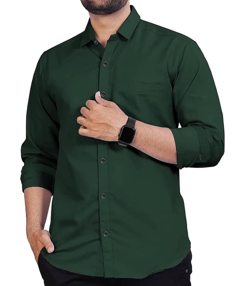 UNI VIBE Cotton Blend Slim Fit Solids Full Sleeves Men's Casual Shirt - Blue ( Pack of 1 ) view 2