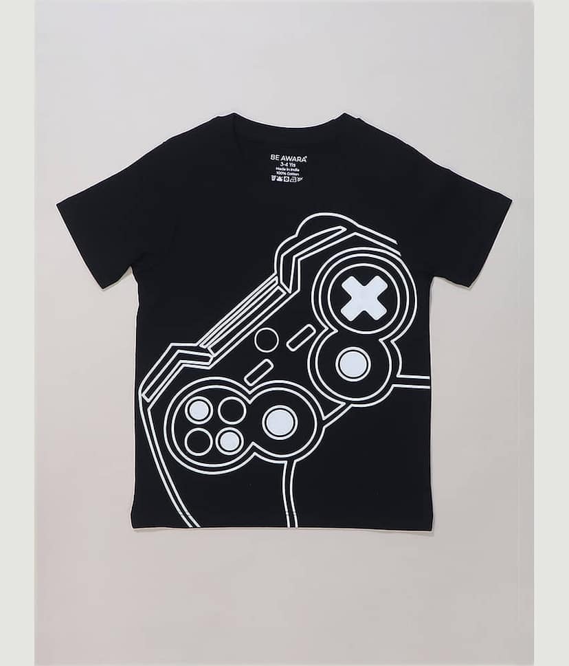 Be Awara Pack of 1 Boys Cotton T-Shirt ( Black )