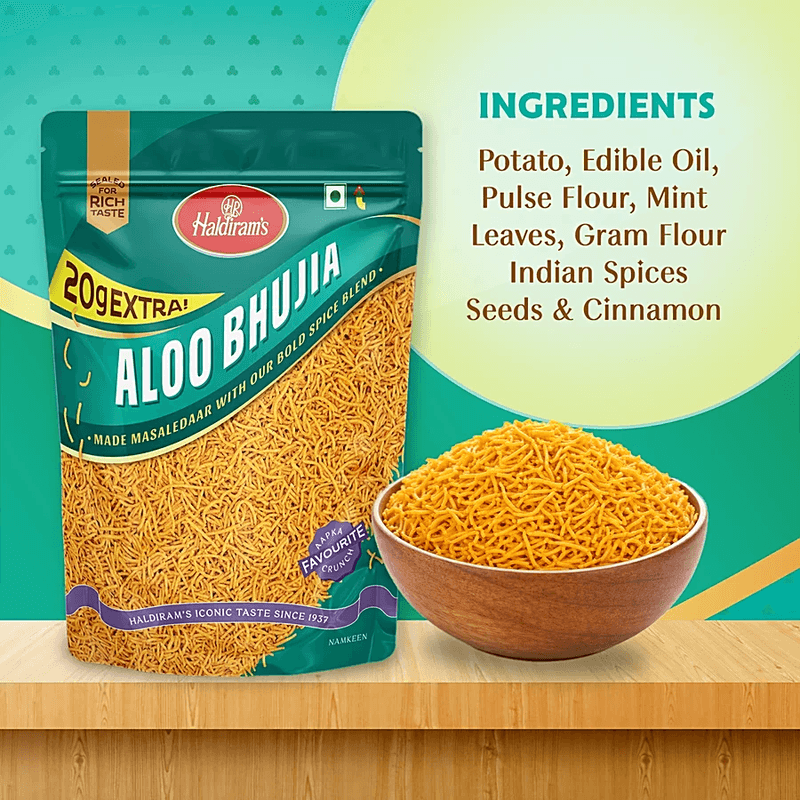 Haldiram's Aloo Bhujia Namkeen, 400 G Pouch view 3