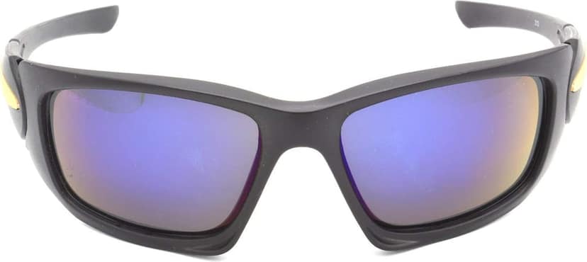 HRINKAR Unisex Sports Sunglasses Black & Silver Frame, Blue & Grey Lens (Medium) - Pack of 2 view 2