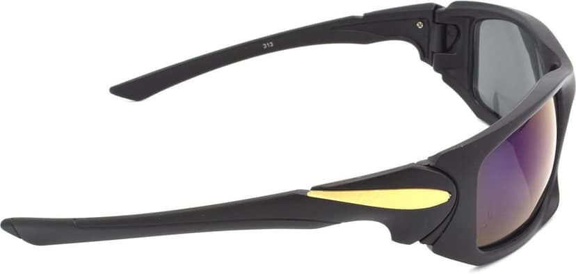 HRINKAR Unisex Sports Sunglasses Black & Silver Frame, Blue & Grey Lens (Medium) - Pack of 2 view 4