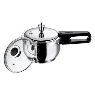 Vinod 18/8 Stainless Steel Splendid Plus Pressure Cooker (Induction Friendly) | Premium Outer Lid Pressure Cooker with Glass Lid (Capacity - 2.5ltr) by Mahavir Home Store