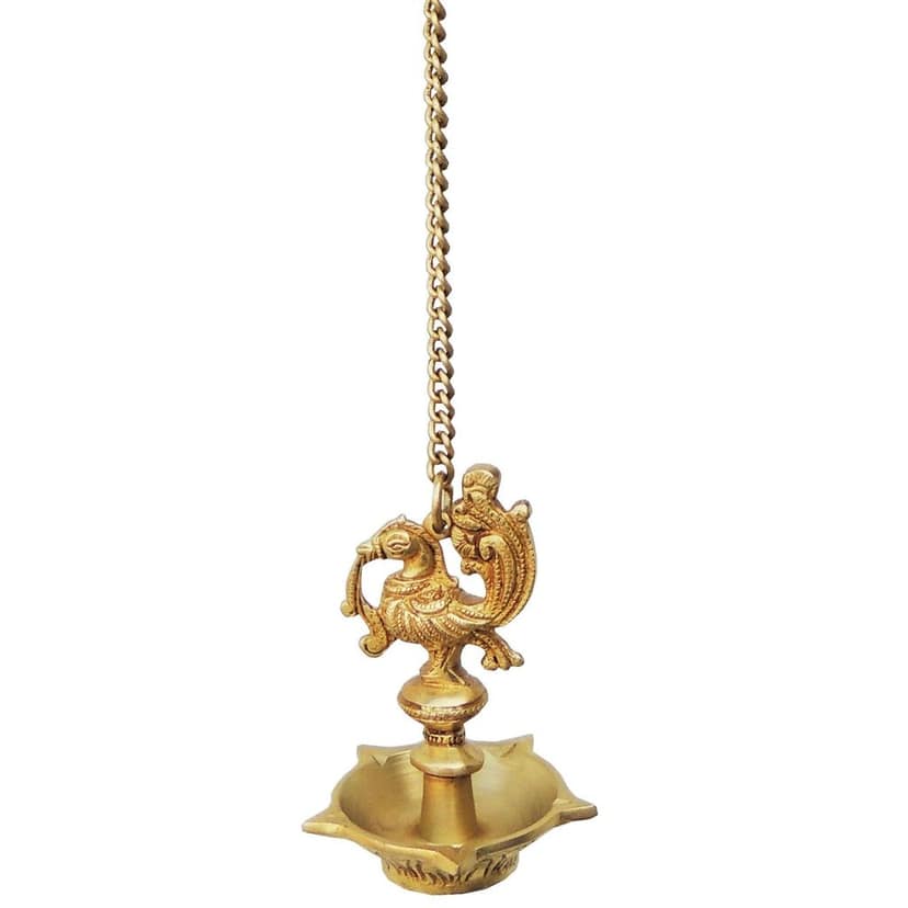 Brass Showpiece Murga Deepak With Chain Statue (BSMAS900 A) view 2