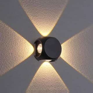 6-Watt Omni 4 Way Up Down (4 Multi-Directional Glow) Wall Light with Aluminium IP65 Waterproof Body, Warm White, Pack of 1