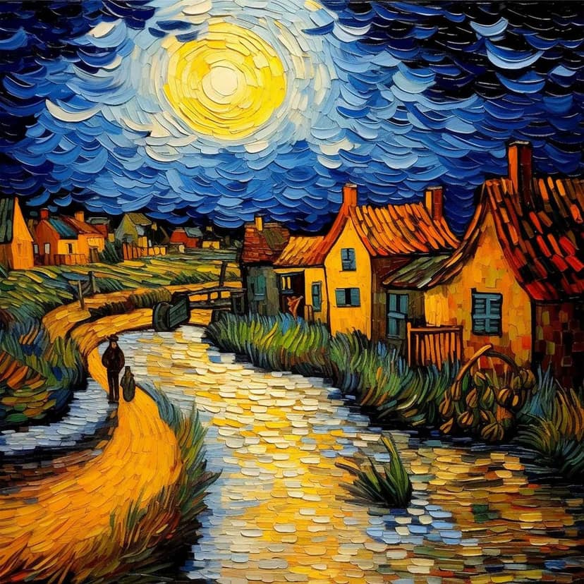 FANTASY VILLAGE PAINTINGS 24in X 24in WITH BLACK FRAME view 2