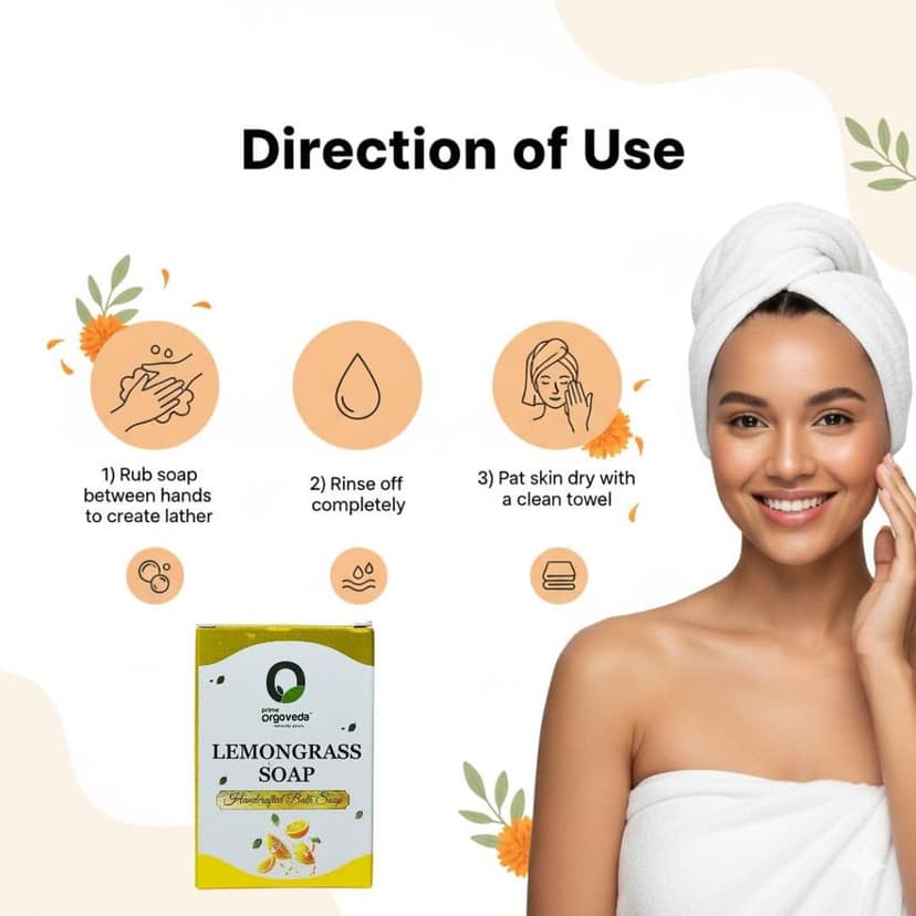 Lemongrass Soap (Pack of 2) | 125g Natural Handmade Lemongrass Bath Soap | Refreshing & Oil Control | Herbal Soap | Chemical-Free Body Soap view 5