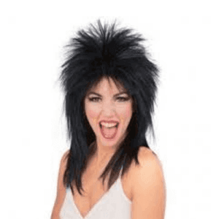 Rockergirl Black Wig for Halloween Cosplay Party, Rockstar Party, Funny Wigs, black wig for girls - 1PC