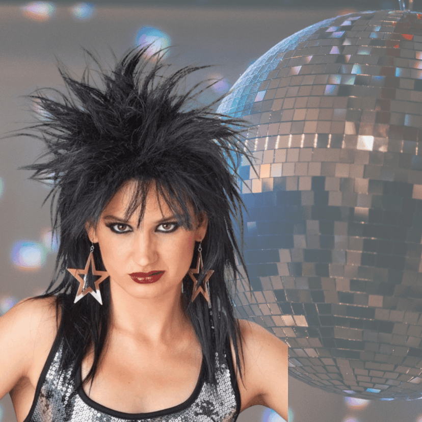 Rockergirl Black Wig for Halloween Cosplay Party, Rockstar Party, Funny Wigs, black wig for girls - 1PC view 3