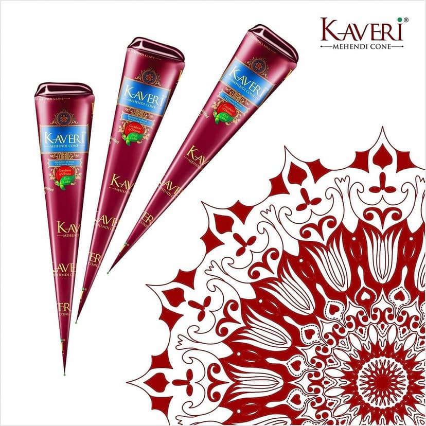 Kaveri Natural Herbal Mehndi Cones with 25g each Reddish Brown (Pack of 24 Pieces) Pack of 2 view 4