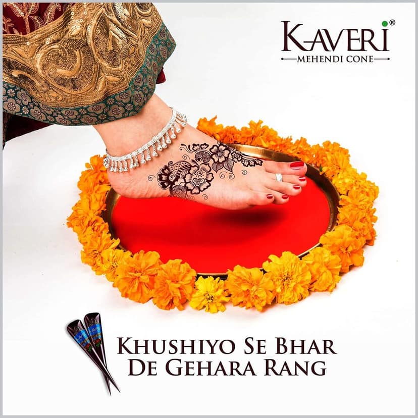 Kaveri Natural Herbal Mehndi Cones with 25g each Reddish Brown (Pack of 24 Pieces) Pack of 2 view 6