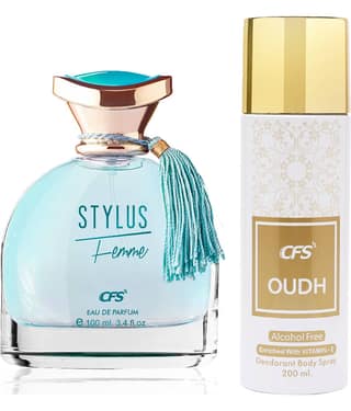 CFS Stylus Blue EDP Long Lasting Perfume & Oudh White Deodorant Body Spray