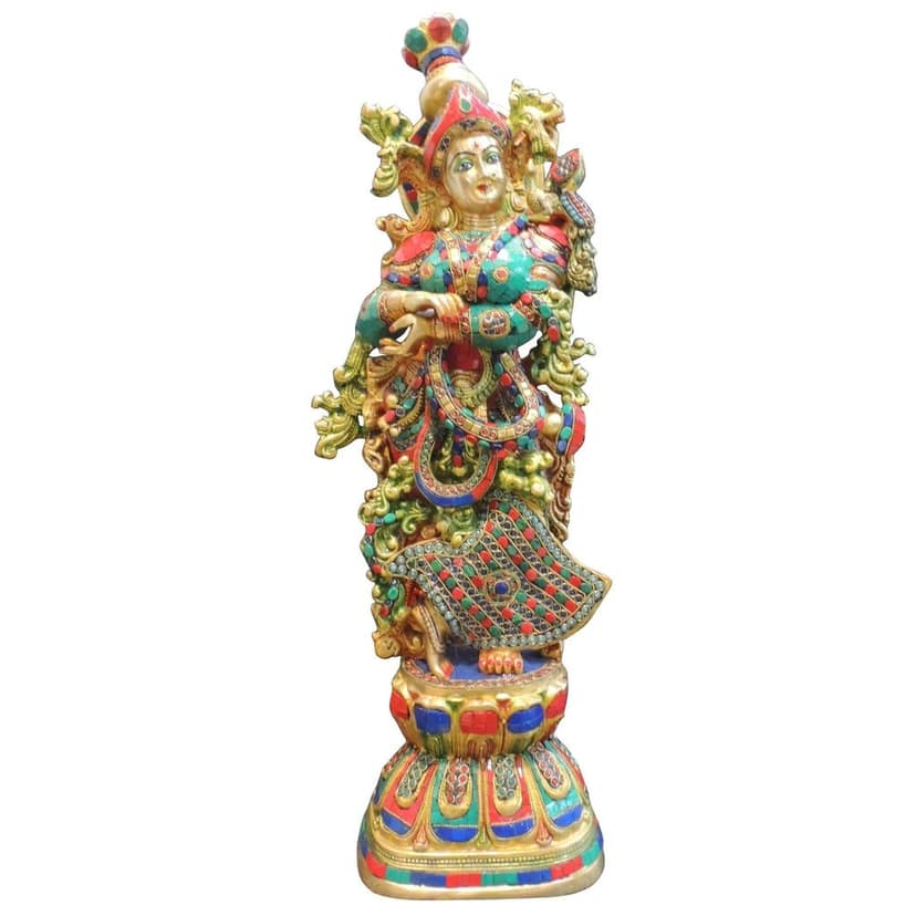 Brass Radha Ji God Idol - Decorative Religious Showpiece, Height : 30 Inch (BSMAS1676 R) view 2