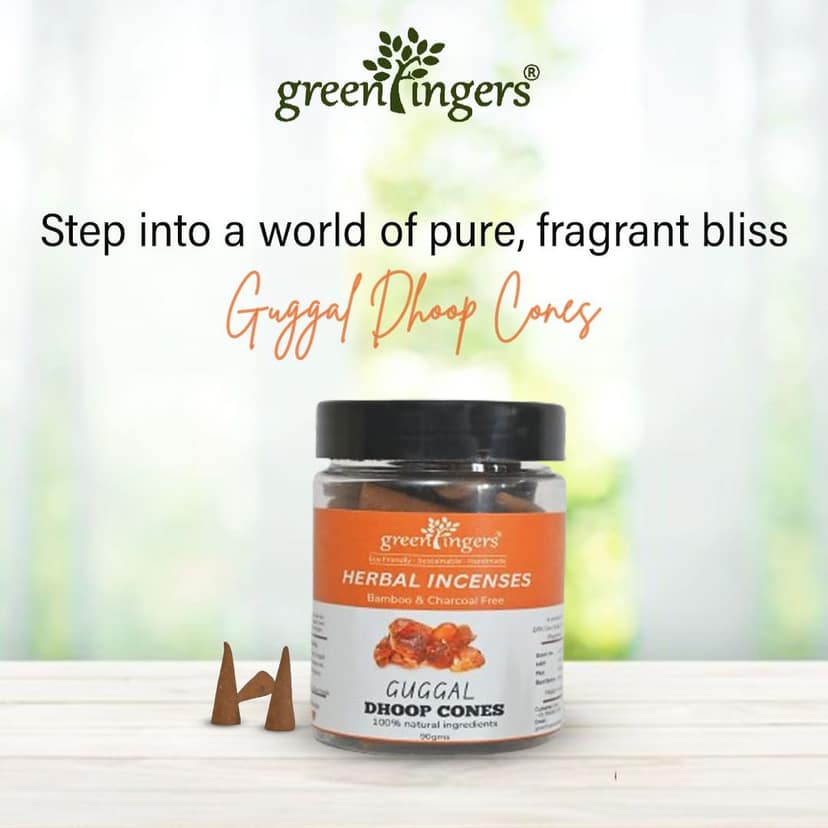 Green Fingers; Guggal Dhoop Cones . All dhoop base is of hawan samagri ,