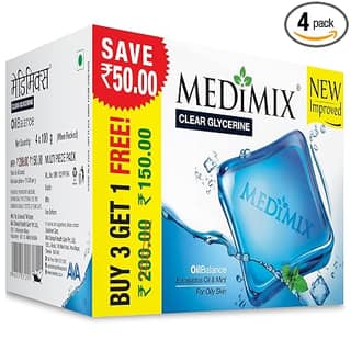 Medimix Clear Glycerine Eucalyptus Oil & Mint Soap, For Oily Skin, 100 g Pack of 3