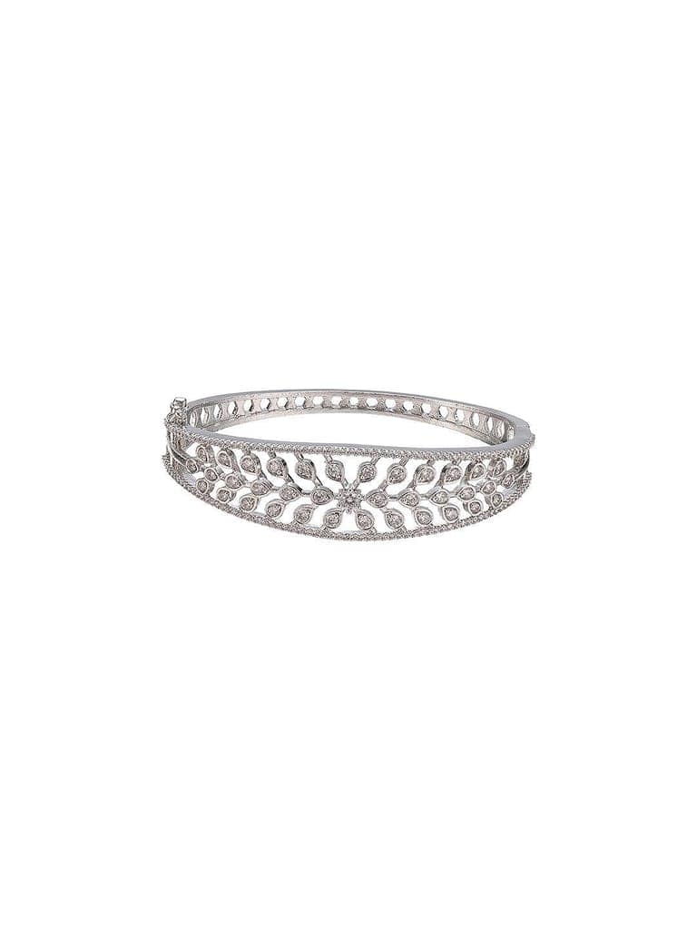 Silver Plated AD Cubic Zirconia Studded Luxe Bangle Bracelet view 7