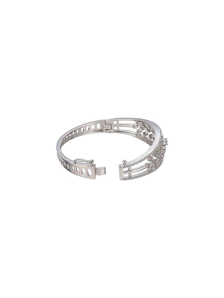 Silver Plated AD Cubic Zirconia Studded Luxe Bangle Bracelet view 9