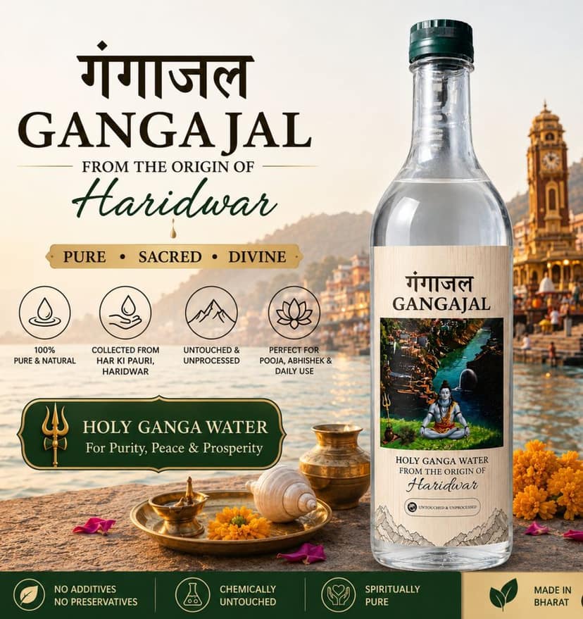 GANGAJAL 2 LTR | 100% ORIGINAL FROM HAR KI PAURI(HARIDWAR) PREMIUM BOTTLE - 2 kg - One glass bottle view 2