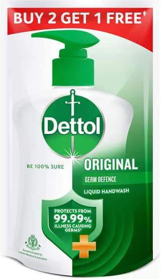 Dettol Liquid Handwash Refill - Original Hand Wash Germ defence Formula 10x Better Germ Protection, 175 ml (Pack Of 3)