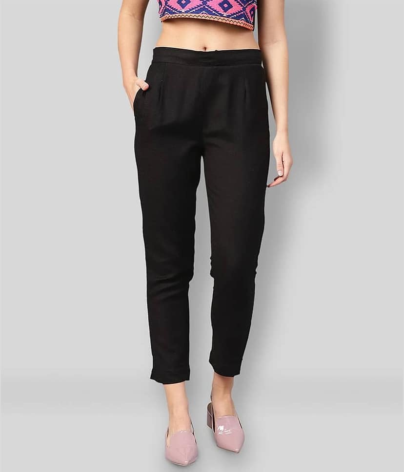 Juniper - Black Rayon Slim Fit Women's Casual Pants ( Pack of 1 )