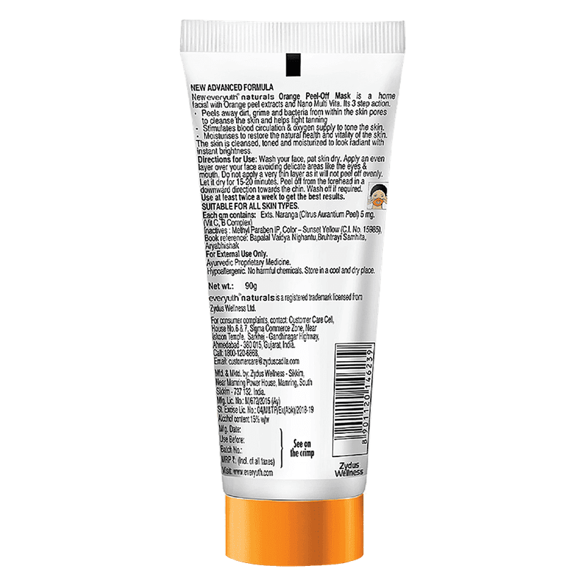 Everyuth Naturals Natural Glow Peel-Off Mask - Orange, Home Facial, Fights Tan, No Harmful Chemicals, 90 G Tube view 2