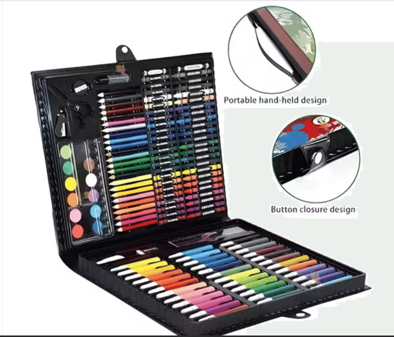 150 Pcs Professional Drawing and Sketching Kit with Foldable Storage Case – Markers, Crayons, Watercolors & Art Supplies Set for Kids view 2