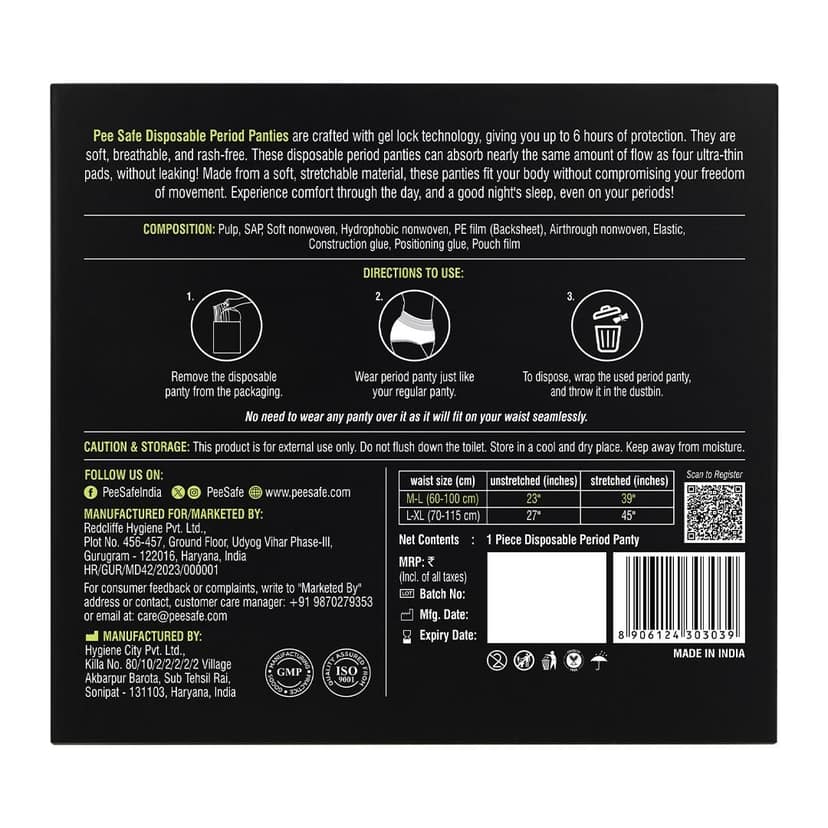 Pee Safe Disposable Period Panty M-L view 2