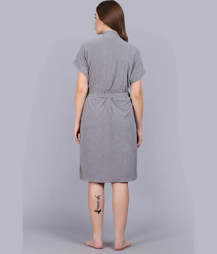 Poorak Grey Free Size Bathrobe ( Pack of 1 ) view 2