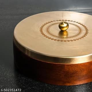 Wooden Gold Leaf Masala Box | Spice Box | Kitchen Organizer