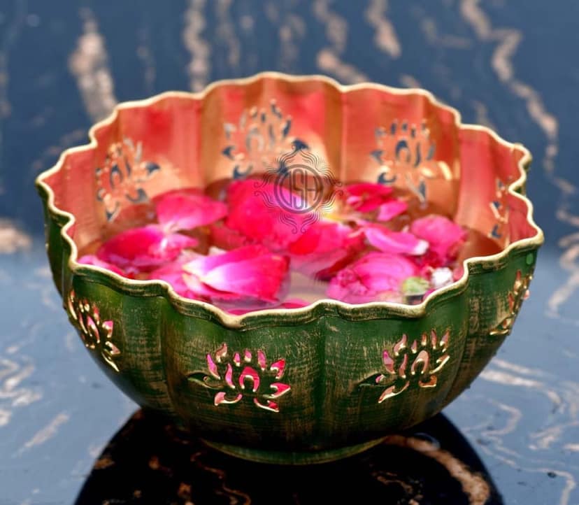 Meta Urli Bowl for Floating Flowers and Tea Light Candles Home Decor and Festival Decor Center Table Decoration.(19K) view 2