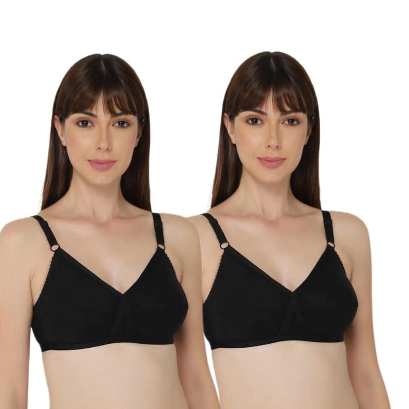 FASHION BONES Women's Cotton Cross Bra | Full Coverage, Non-Padded | Daily Use Cotton Bra | White & Beige | Combo (Pack of 2) view 3
