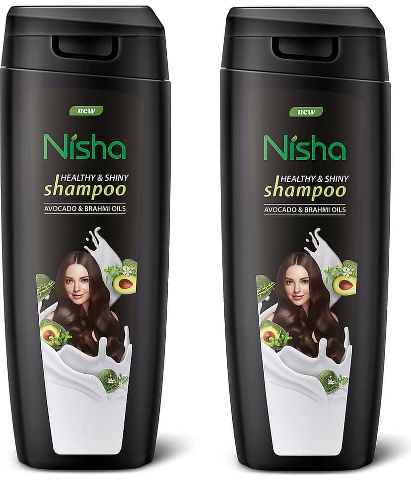 Nisha Healthy & Shiny Shampoo for Women Men 180ml Pack of 2, Avocado & Brahmi Shampoo for Strong Beautiful Hair