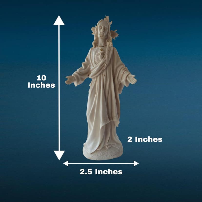 AMS Sacred Heart of Jesus Idol Statue | Christian Home Altar & Prayer Room Decor | Spiritual Religious Figurine for Living Room | Catholic Devotional Showpiece & Jesus Idol for Home (Resin, 25 cm) view 2