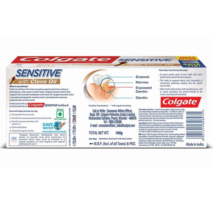Colgate Sensitive Toothpaste, Everyday Protection With Clove oil for long-term Relief view 2