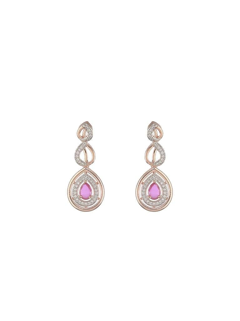 Rose Gold Plated Ruby AD Studded Pendant Jewellery Set view 7