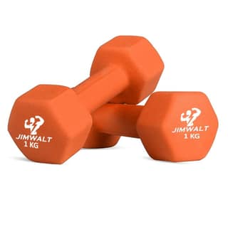 JIMWALT The Indian Made Premium Neoprene Fixed Dumbbells (1+1=2 BLACK)
