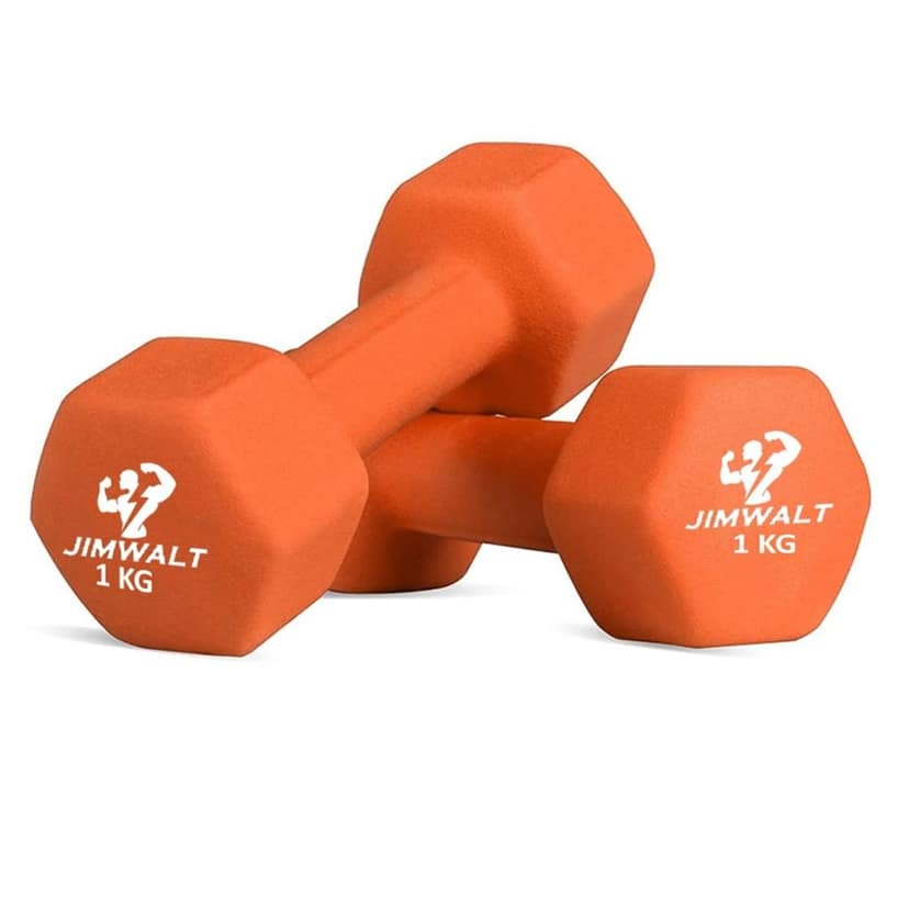 JIMWALT The Indian Made Premium Neoprene Fixed Dumbbells (1+1=2 BLACK)