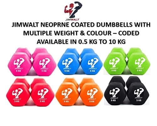 JIMWALT The Indian Made Premium Neoprene Fixed Dumbbells (1+1=2 BLACK) view 2