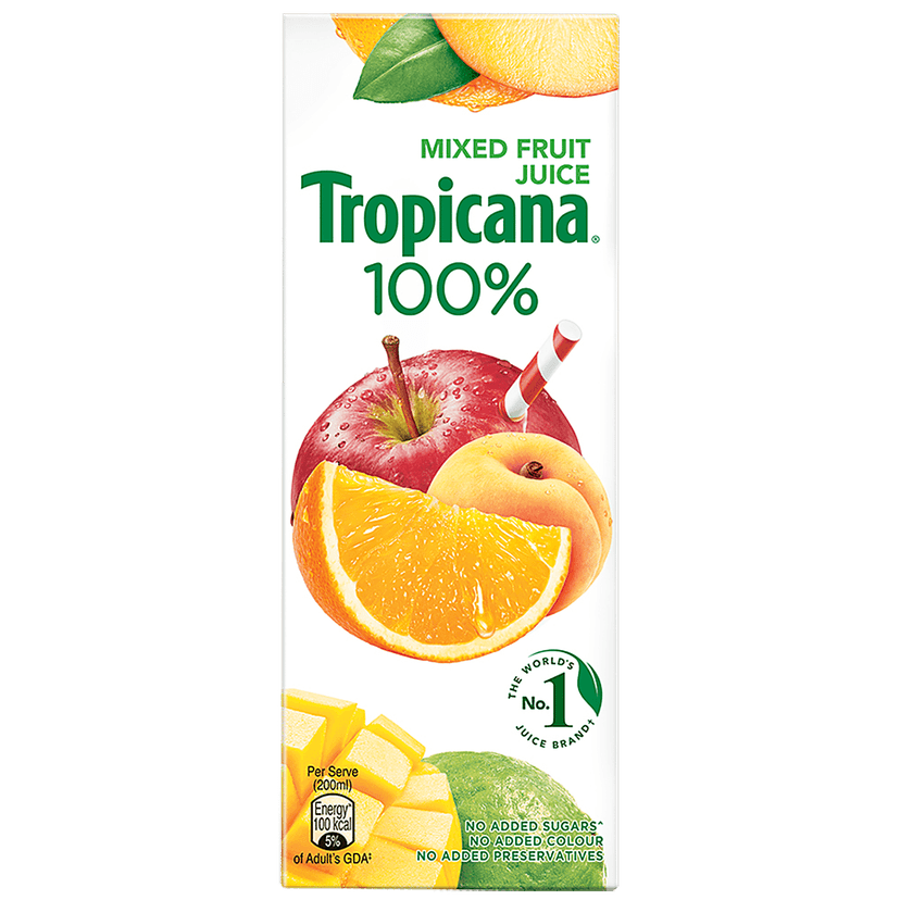 Tropicana 100% Mixed Fruit Juice, 200 Ml view 2