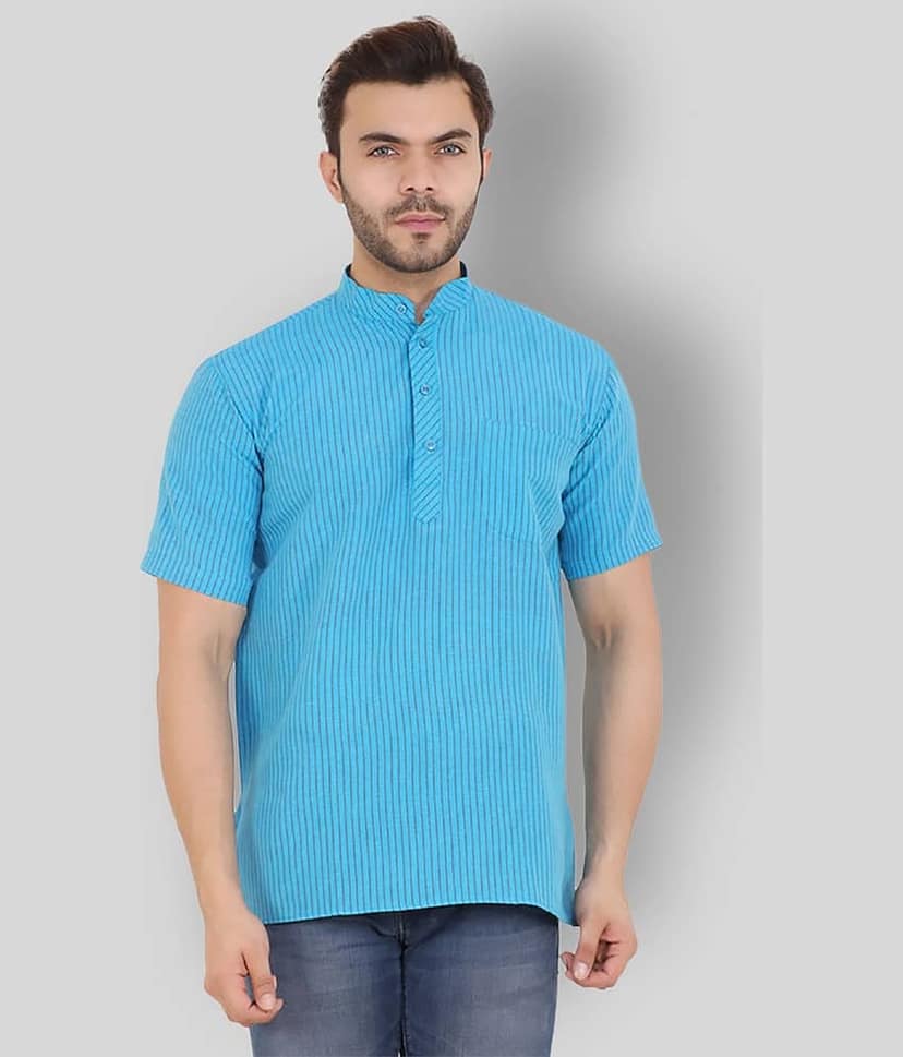 Latest Chikan - Yellow Cotton Men's Shirt Style Kurta ( Pack of 1 )